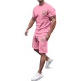 thumbnail image 1 of CONZONE Mens 2 Peice Track Suits Graphic Short Sleeve Workout Tshirt Shorts Sets Breathable Summer Tracksuits, 1 of 4