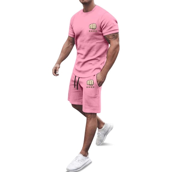 CONZONE Mens 2 Peice Track Suits Graphic Short Sleeve Workout Tshirt Shorts Sets Breathable Summer Tracksuits