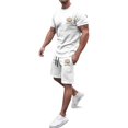thumbnail image 1 of CONZONE Mens 2 Peice Track Suits Graphic Short Sleeve Workout Tshirt Shorts Sets Breathable Summer Tracksuits, 1 of 4