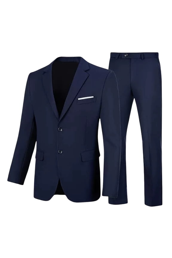 Mens 2 Piece Suits Casual Men's Blazer Suit Solid Color Buttons Dress Jacket Pants 2Pcs Business Wedding Suit for Men Cozy Fall Winter Party Host Clothing