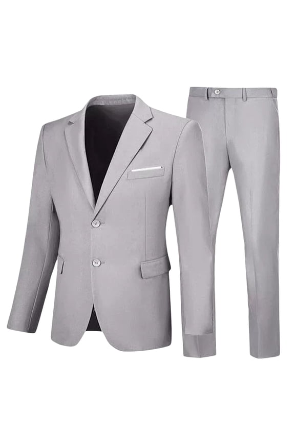 Mens 2 Piece Suits Casual Men's Blazer Suit Solid Color Buttons Dress Jacket Pants 2Pcs Business Wedding Suit for Men Cozy Fall Winter Party Host Clothing