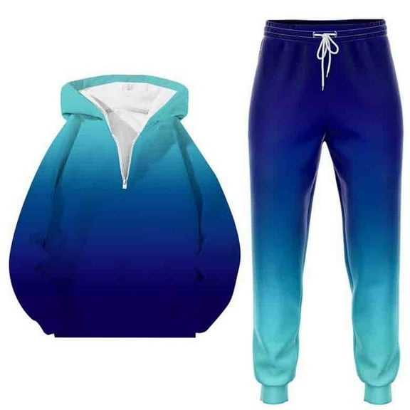 CONZONE Mens 2 Piece Sweatsuits Casual Men's Jogging Tracksuit Set Gradient Color Pullover Hoodie Pants Sweat Suit for Men Cozy Fall Winter Athletic Track Suit Outfits