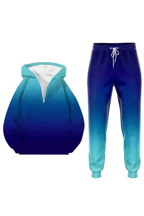 Mens 2 Piece Sweatsuits Casual Men's Jogging Tracksuit Set Gradient Color Pullover Hoodie Pants Sweat Suit for Men Cozy Fall Winter Athletic Track Suit Outfits