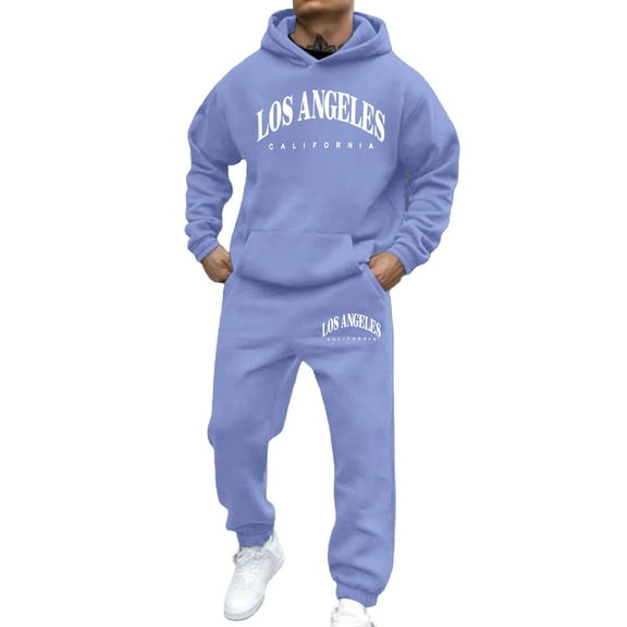 CONZONE Mens 2 Piece Sweatsuits Casual Men's Jogging Tracksuit Set Letter Graphic Pullover Hoodie Pants Sweat Suit for Men Cozy Fall Winter Athletic Track Suit Outfits