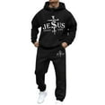 thumbnail image 1 of CONZONE Mens 2 Piece Sweatsuits Casual Men's Jogging Tracksuit Set Letter Graphic Pullover Hoodie Pants Sweat Suit for Men Cozy Fall Winter Athletic Track Suit Outfits, 1 of 4