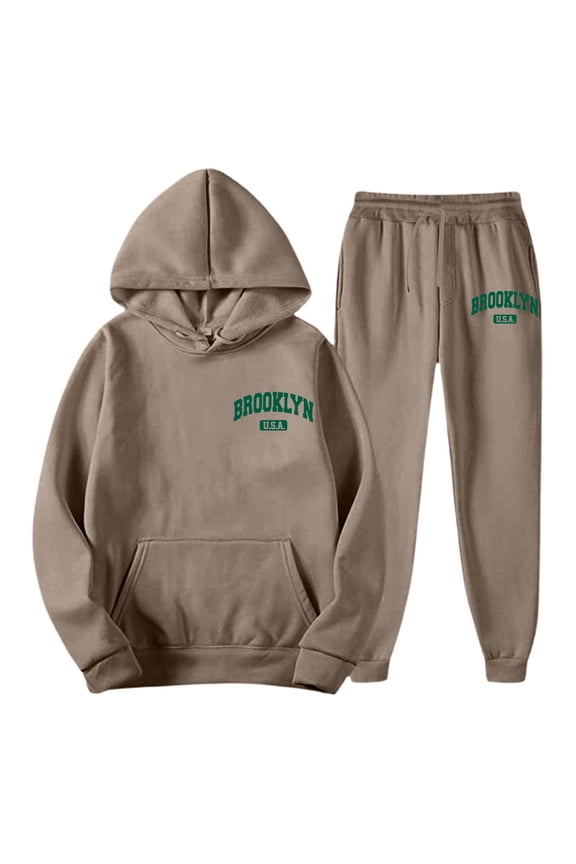 Mens 2 Piece Sweatsuits Casual Men's Jogging Tracksuit Set Letter Graphic Pullover Hoodie Pants Sweat Suit for Men Cozy Fall Winter Athletic Track Suit Outfits