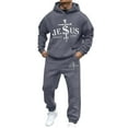 thumbnail image 1 of CONZONE Mens 2 Piece Sweatsuits Casual Men's Jogging Tracksuit Set Letter Graphic Pullover Hoodie Pants Sweat Suit for Men Cozy Fall Winter Athletic Track Suit Outfits, 1 of 4