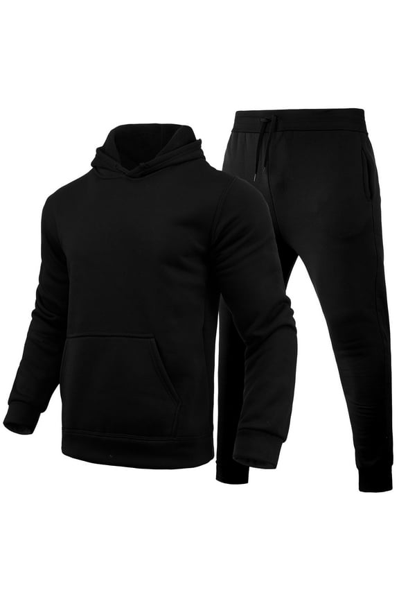 Mens 2 Piece Sweatsuits Casual Men's Jogging Tracksuit Set Solid Color Hoodie Sweatpants Sweat Suit for Men Warm Fall Winter Athletic Track Suit Outfits