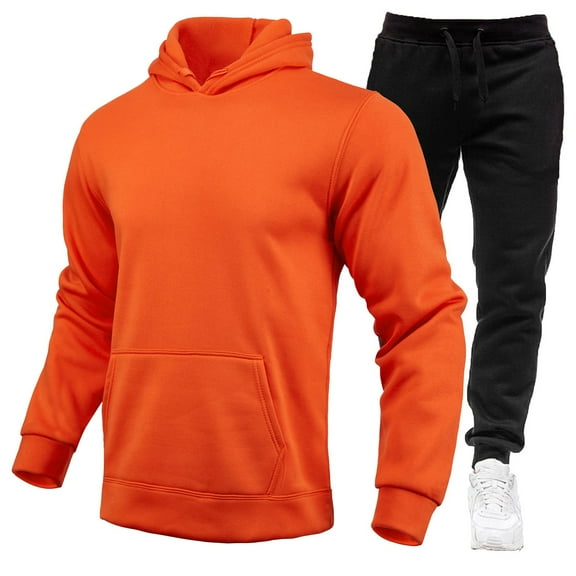 CONZONE Mens 2 Piece Sweatsuits Casual Men's Jogging Tracksuit Set Solid Color Hoodie Pants Sweat Suit for Men Cozy Fall Winter Athletic Track Suit Outfits