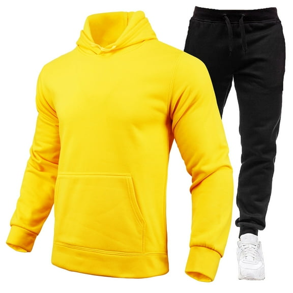 CONZONE Mens 2 Piece Sweatsuits Casual Men's Jogging Tracksuit Set Solid Color Hoodie Pants Sweat Suit for Men Cozy Fall Winter Athletic Track Suit Outfits
