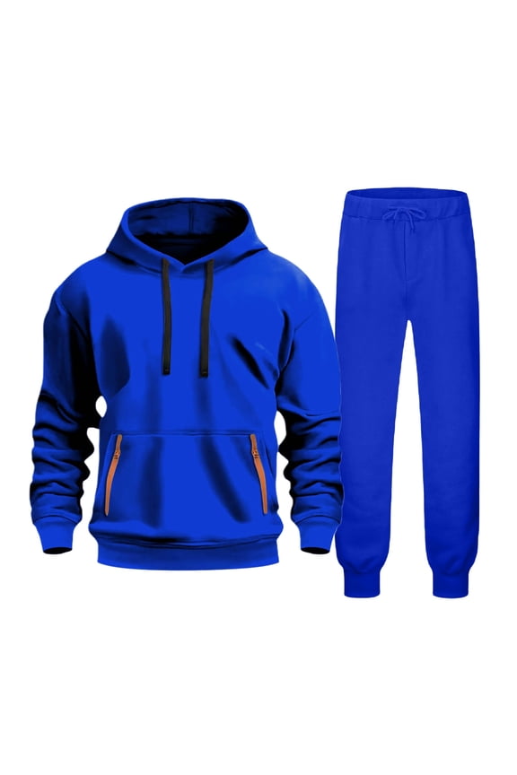 Mens 2 Piece Sweatsuits Casual Men's Jogging Tracksuit Set Solid Color Pullover Hoodie Pants Sweat Suit for Men Cozy Fall Winter Athletic Track Suit Outfits