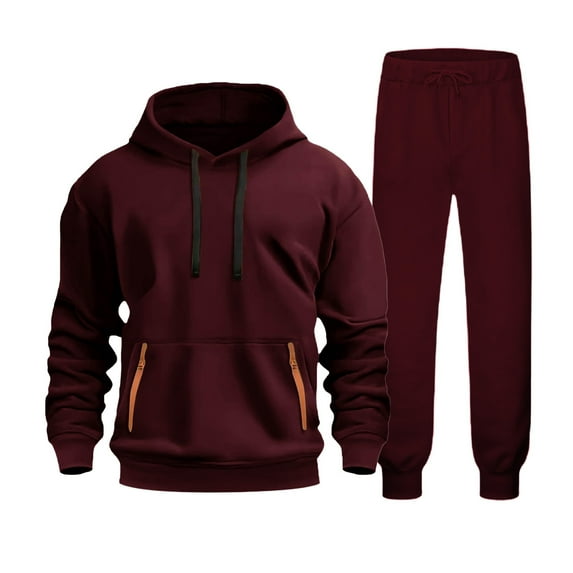 CONZONE Mens 2 Piece Sweatsuits Casual Men's Jogging Tracksuit Set Solid Color Pullover Hoodie Pants Sweat Suit for Men Cozy Fall Winter Athletic Track Suit Outfits