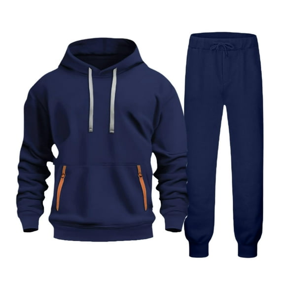 CONZONE Mens 2 Piece Sweatsuits Casual Men's Jogging Tracksuit Set Solid Color Pullover Hoodie Pants Sweat Suit for Men Cozy Fall Winter Athletic Track Suit Outfits