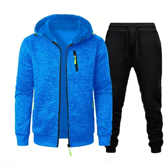 CONZONE Mens 2 Piece Sweatsuits Casual Men's Jogging Tracksuit Set Solid Color Zip Cardigan Hoodie Pants Sweat Suit for Men Cozy Fall Winter Athletic Track Suit Outfits