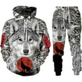 thumbnail image 1 of CONZONE Mens 2 Piece Sweatsuits Casual Men's Jogging Tracksuit Set Wolf Graphic Print Pullover Hoodie Pants Sweat Suit for Men Cozy Fall Winter Athletic Track Suit Outfits, 1 of 2