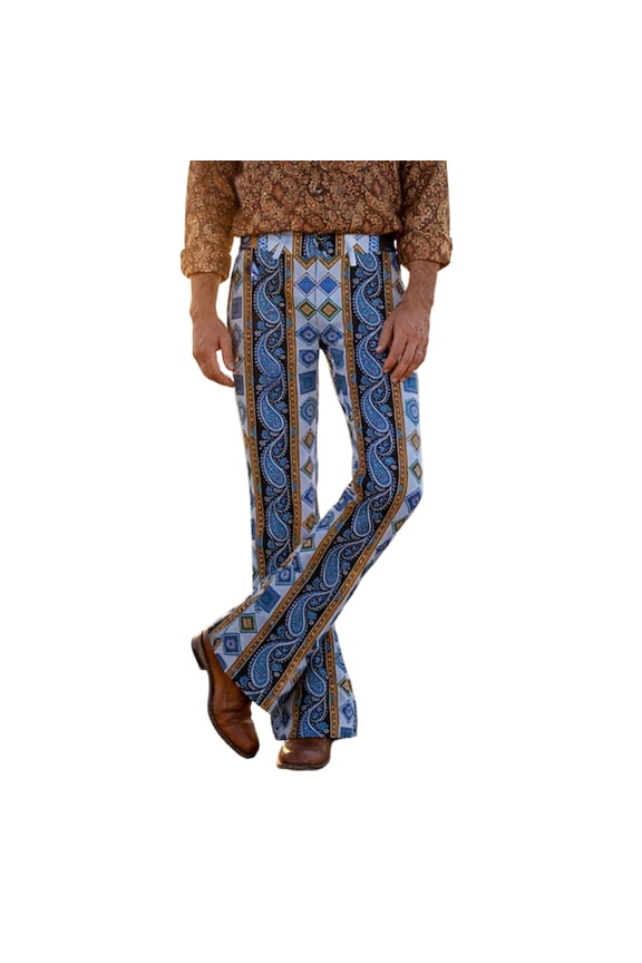 Mens 70S Disco Flared Pants Vintage Hippie Pants for Men Trendy Funny Graphic Bell Bottoms