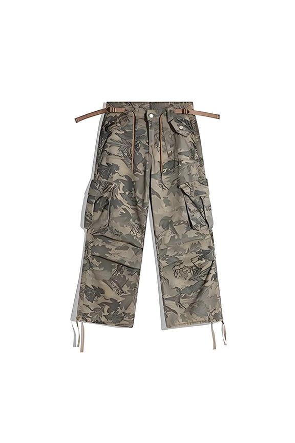 Mens Baggy Cargo Pants Camouflage Y2K Buttons Cargo Pants for Men Lightweight Relaxed Fit Streetwear Workout Trousers With Pockets