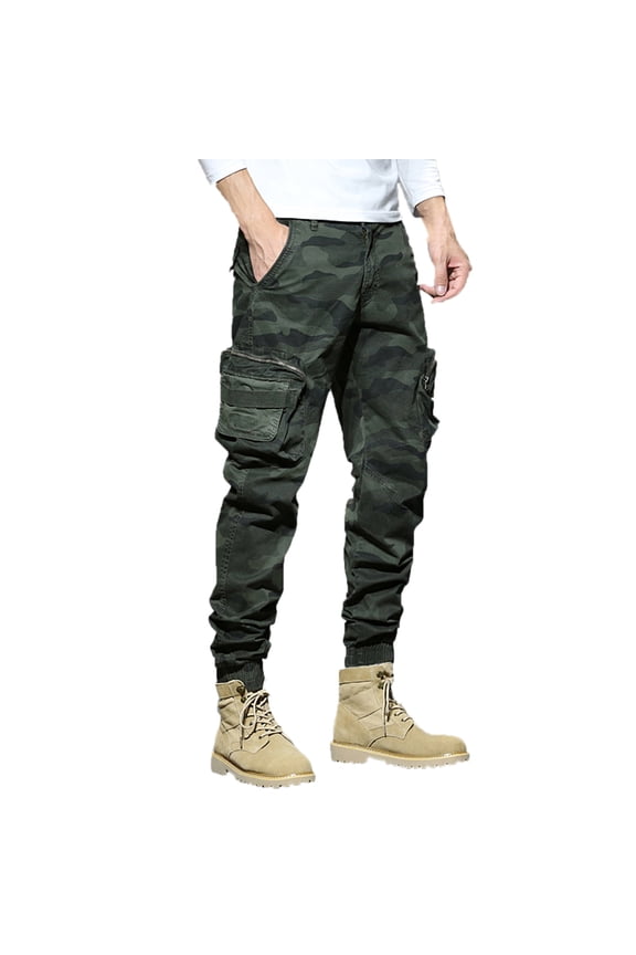 Mens Baggy Cargo Pants Camouflage Y2K Elastic Waist Cargo Pants for Men Warm Relaxed Fit Streetwear Workout Trousers With Pockets