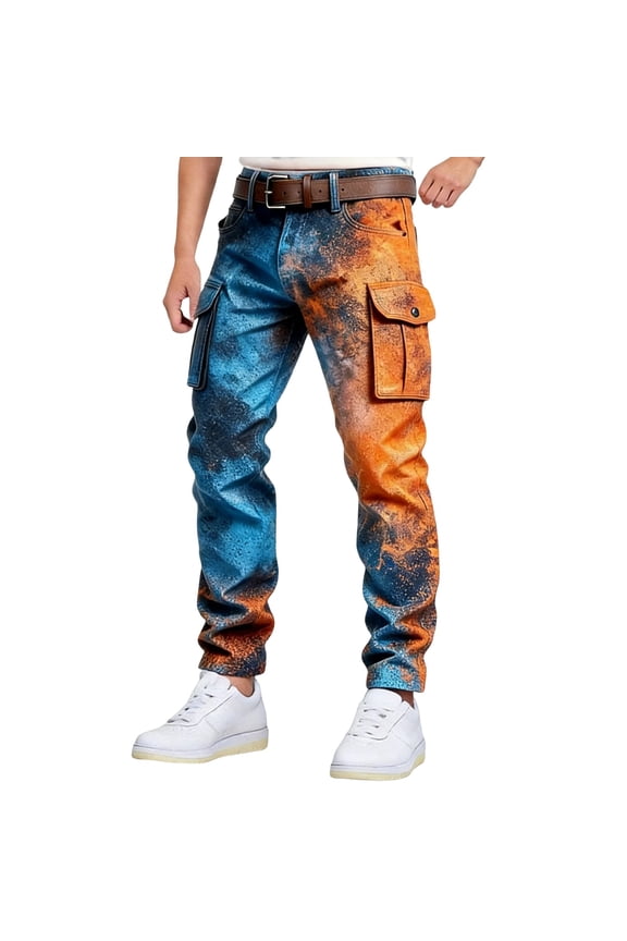 Mens Baggy Cargo Pants Casual Graphic Elastic Waist Cargo Pants for Men Lightweight Relaxed Fit Streetwear Workout Trousers With Pockets