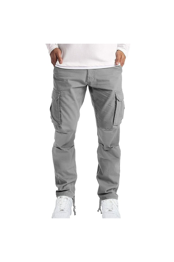 Mens Baggy Cargo Pants Solid Color Y2K Elastic Waist Cargo Pants for Men Lightweight Relaxed Fit Streetwear Workout Trousers With Pockets