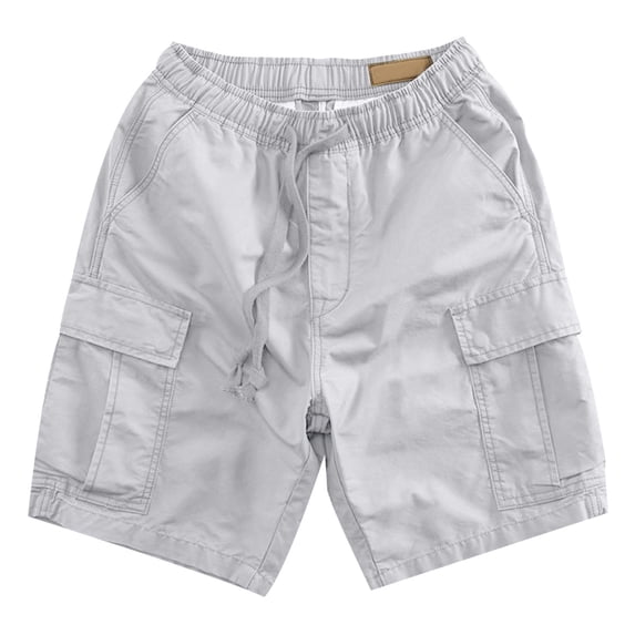 CONZONE Mens Baggy Cargo Shorts Casual Solid Color Elastic Waist Drawstring Cargo Shorts for Men Lightweight Relaxed Fit Summer Workout Shorts With Pockets
