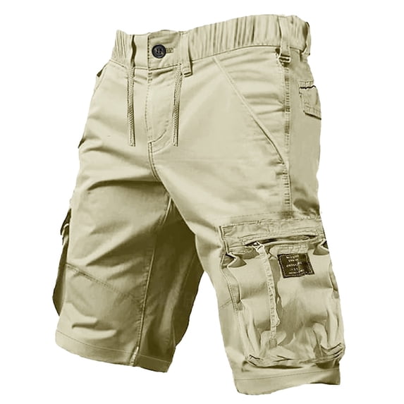 CONZONE Mens Baggy Cargo Shorts Casual Solid Color Elastic Waist Drawstring Cargo Shorts for Men Lightweight Relaxed Fit Summer Workout Shorts With Pockets
