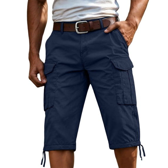 CONZONE Mens Baggy Cargo Shorts Straight Leg Workwear Shorts for Men Trendy Buttons Solid Soft Outdoor Hiking Shorts With Pockets