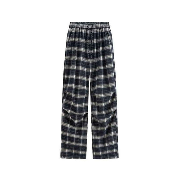 CONZONE Mens Baggy Corduroy Sweatpants Casual Wide Leg Sweat Pants for Men Fashion Plaid Elastic Waist Soft Cozy Athletic Joggers With Pockets