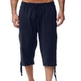 thumbnail image 1 of CONZONE Mens Baggy Linen Capri Pants Wide Leg Pants for Men Trendy Elastic Waist Drawstring Solid Soft Casual Joggers Pant With Pockets, 1 of 4