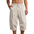 thumbnail image 1 of CONZONE Mens Baggy Linen Capri Pants Wide Leg Pants for Men Trendy Elastic Waist Solid Soft Casual Joggers Pant With Pockets, 1 of 9