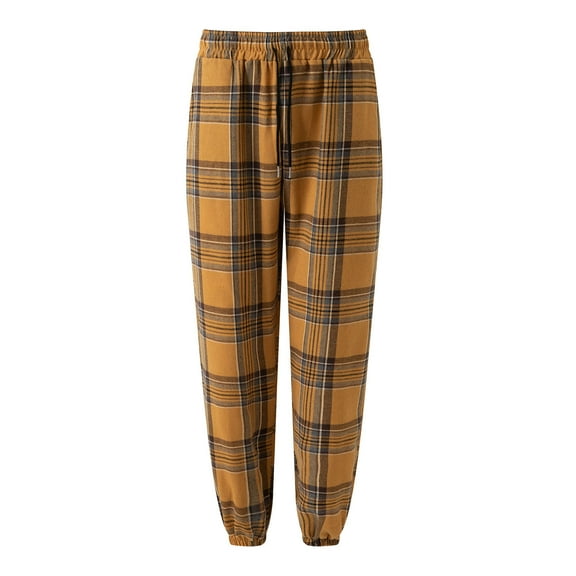 CONZONE Mens Baggy Pant Wide Leg Sports Pants for Men Casual Plaid Warm Soft Loose Fit Fall Winter Trousers With Elastic Waistband