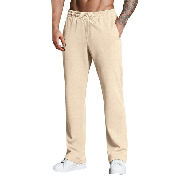 CONZONE Mens Baggy Pant Wide Leg Sweatpants for Men Casual Patchwork Color Soft Loose Fit Fall Winter Active Joggers With Elastic Waistband