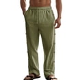 thumbnail image 1 of CONZONE Mens Baggy Pants Wide Leg Pants With Side Buttons Design Trendy Elastic Waist Solid Color Soft Casual Joggers With Pocket, 1 of 6