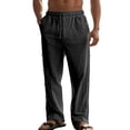thumbnail image 1 of CONZONE Mens Baggy Pants Wide Leg Pants With Side Buttons Design Trendy Elastic Waist Solid Color Soft Casual Joggers With Pocket, 1 of 6