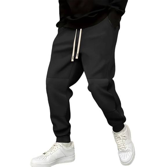 CONZONE Mens Baggy Sweatpants Casual Straight Leg Sweat Pants for Men Patchwork Color Elastic Waist Drawstring Soft Cozy Athletic Joggers With Pockets