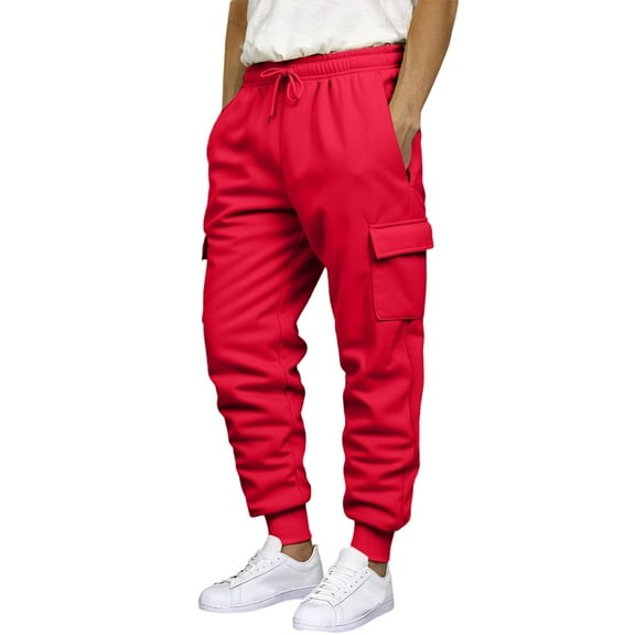 CONZONE Mens Baggy Sweatpants Casual Wide Leg Fleece Sweat Pants for Men Solid Color Elastic Waist Drawstring Soft Cozy Athletic Joggers With Pockets