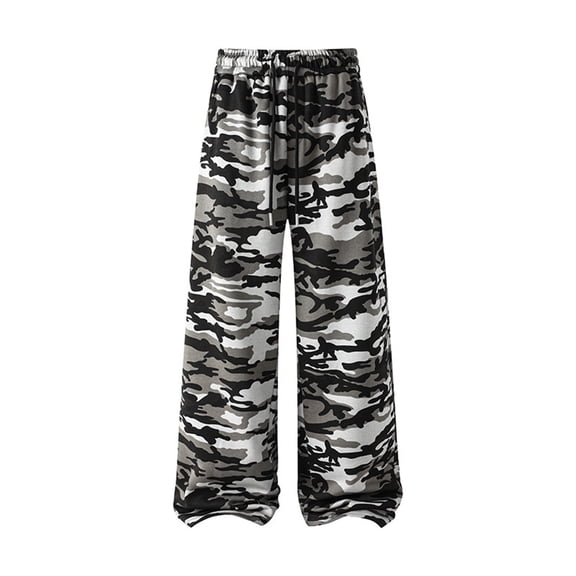 CONZONE Mens Baggy Sweatpants Casual Wide Leg Sweat Pants for Men Camouflage Elastic Waist Drawstring Soft Cozy Athletic Joggers With Pockets