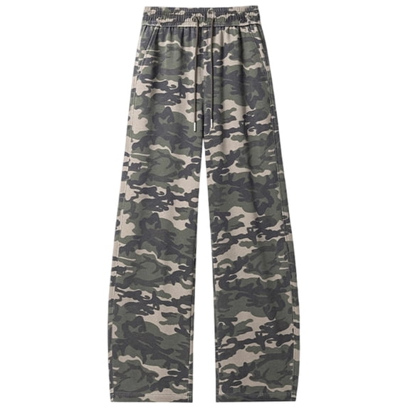 CONZONE Mens Baggy Sweatpants Wide Leg Sweat Pants for Men Trendy Elastic Waist Drawstring Camouflage Soft Casual Joggers Pant With Pockets