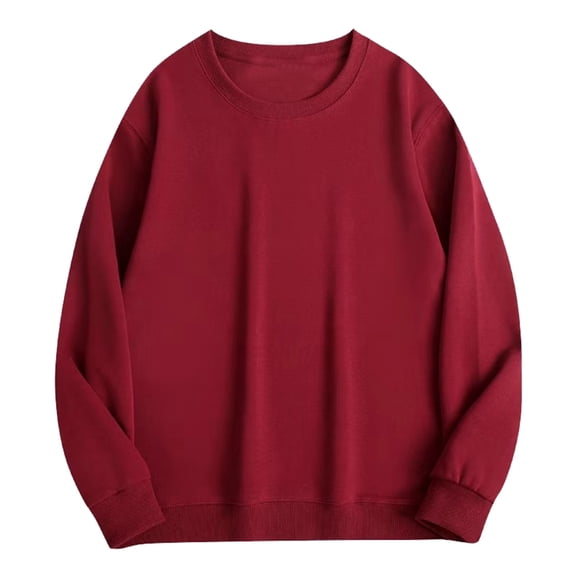 CONZONE Mens Base Pullover Sweatshirts Long Sleeve Sweatshirt for Men Trendy Solid Color Crew Neck Warm Fall Hoodie Sweatshirt