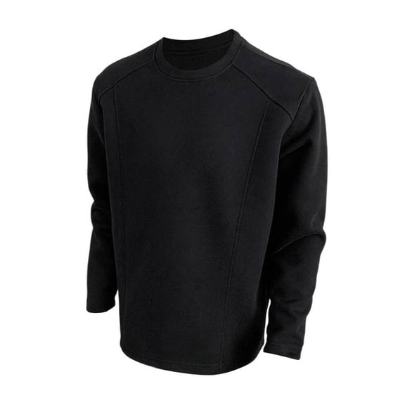 CONZONE Mens Base Pullover Sweatshirts Long Sleeve Sweatshirt for Men Trendy Solid Color Crew Neck Warm Fall Hoodie Sweatshirt