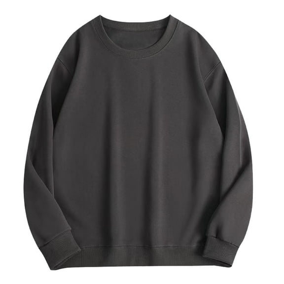 CONZONE Mens Base Pullover Sweatshirts Long Sleeve Sweatshirt for Men Trendy Solid Color Crew Neck Warm Fall Hoodie Sweatshirt