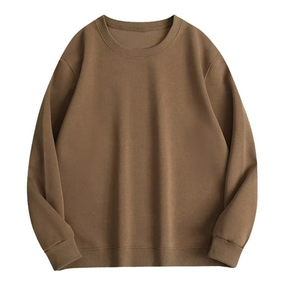 CONZONE Mens Base Pullover Sweatshirts Long Sleeve Sweatshirt for Men Trendy Solid Color Crew Neck Warm Fall Hoodie Sweatshirt