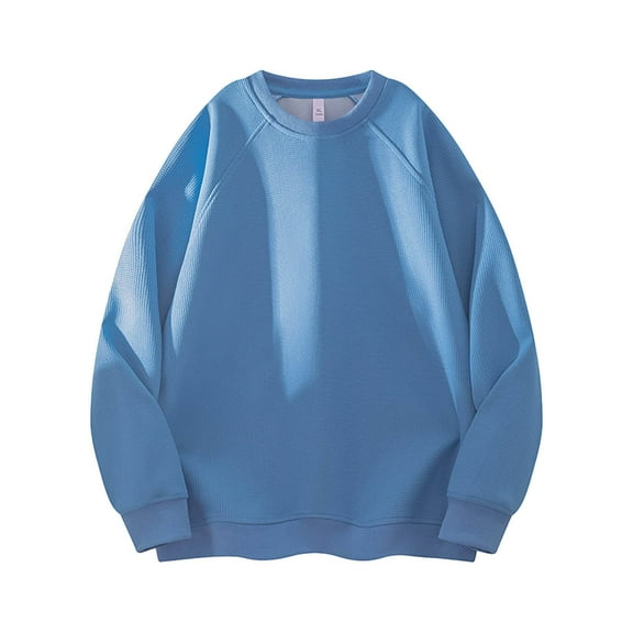 CONZONE Mens Base Pullover Sweatshirts Long Sleeve Sweatshirt for Men Trendy Solid Color Crew Neck Warm Fall Hoodie Sweatshirt