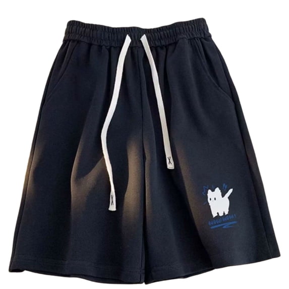 CONZONE Mens Basketball Shorts Elastic Waist Drawstring Athletic Shorts for Men Cartoon Graphic Lightweight Loose Fit Workout Gym Shorts With Pockets