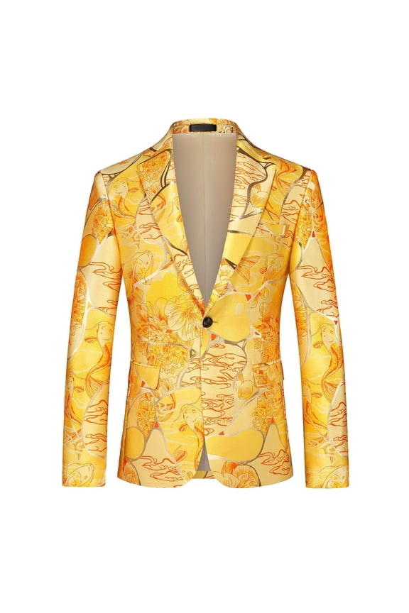 Mens Blazer Casual Suit Jacket for Men Fashion Graphic One Button Elegant Slim Fit Dress Jacket for Performance,Prom,Wedding