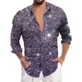 thumbnail image 1 of CONZONE Mens Buttons Down Shirts Long Sleeve Shirts For Men Trendy Carnival Sequins Graphic Lapel Soft Lightweight Tops, 1 of 4