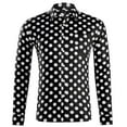 thumbnail image 1 of CONZONE Mens Buttons Down Shirts Long Sleeve Shirts For Men Trendy Dot Graphic Lapel Soft Lightweight Tops, 1 of 6