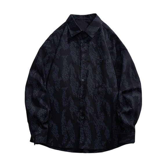 CONZONE Mens Buttons Down Shirts Long Sleeve Shirts For Men Trendy Fashion Graphic Lapel Soft Lightweight Tops