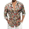 thumbnail image 1 of CONZONE Mens Buttons Down Shirts Long Sleeve Shirts For Men Trendy Floral Graphic Lapel Soft Lightweight Tops, 1 of 5
