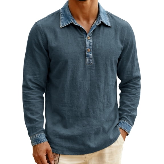 CONZONE Mens Buttons Down Shirts Long Sleeve Shirts For Men Trendy Solid Color Lapel Soft Lightweight Tops